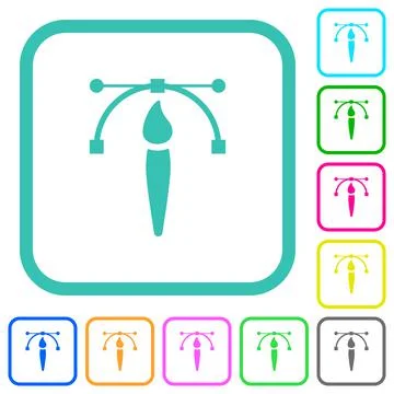 Drawing vector curve with brush tool vivid colored flat icons Illustrazione stock