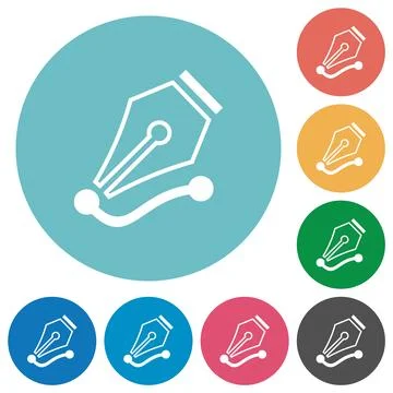Drawing vector curve with pen tool outline flat round icons Illustrazione stock