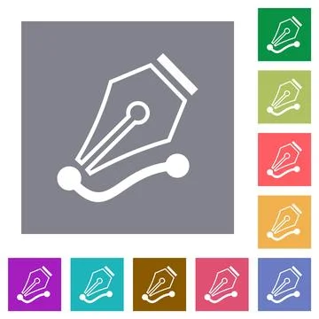 Drawing vector curve with pen tool outline square flat icons 스톡 일러스트