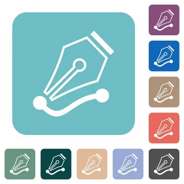 Drawing vector curve with pen tool outline rounded square flat icons Illustrazione stock