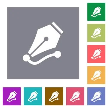 Drawing vector curve with pen tool solid square flat icons Stock Illustration