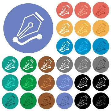 Drawing vector curve with pen tool outline round flat multi colored icons Illustrazione stock