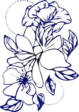 Drawing vector graphics with floral pattern for design. Floral flower natur.. Illustrazione stock