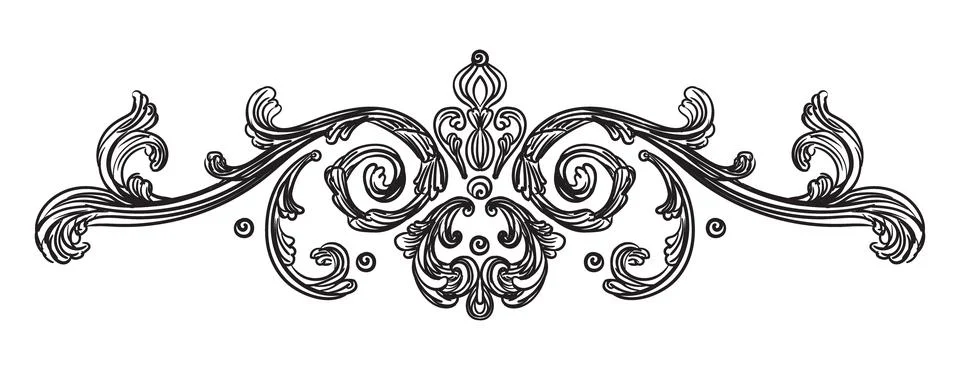 Drawing vintage baroque monogram vector 스톡 일러스트