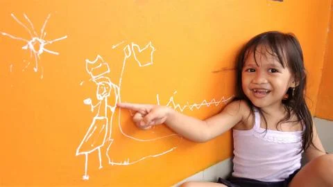 Drawing on the wall Stock-Fotos