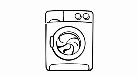 Drawing of washing machine on white Stock Footage 37056824