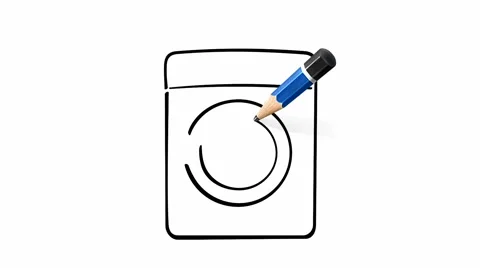 Drawing of washing machine on white with pencil Stock Footage 42571508