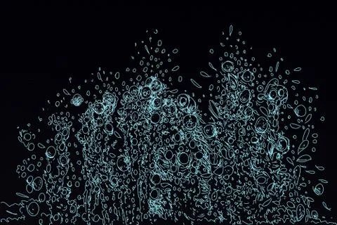 Drawing of water drops and splashes Stock Illustration