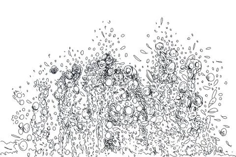 Drawing of water drops and splashes Stock Illustration