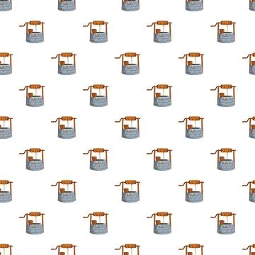 Drawing water well repeating seamless pattern background Stock Illustration