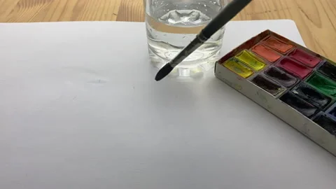 Drawing in watercolor. Stock Footage 228880528