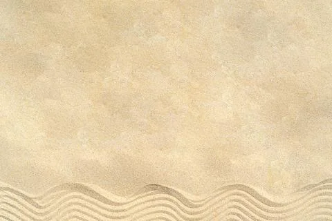 Drawing of waves on the sand on the beach, sand pattern Stock Photos