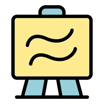 Drawing waves on whiteboard with stand and handle icon Illustration