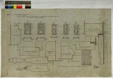 Drawing on weave over the main building of the Nordic Museum. Drawing for ... Fotos Stock