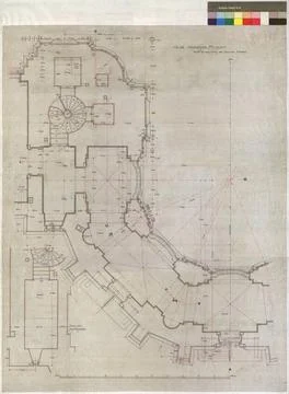 Drawing on weave over the main building of the Nordic Museum. Plan by Absi... Fotos Stock