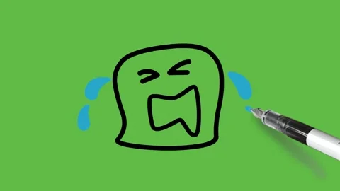 Drawing a weeping face with black and yellow colour combination on abstract Video stock 151682489