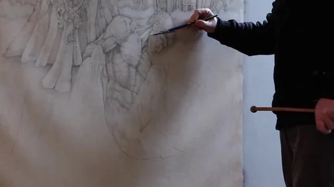 Drawing wider shot Stock Footage 77053116