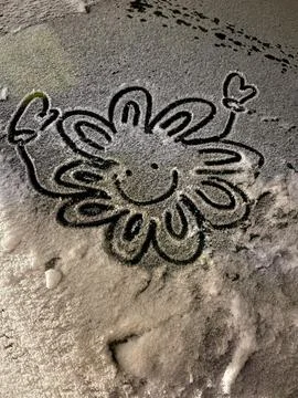 Drawing On Windshield Car Foto stock