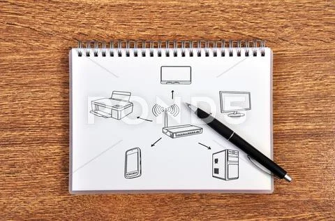 Drawing wireless scheme Stock Illustration