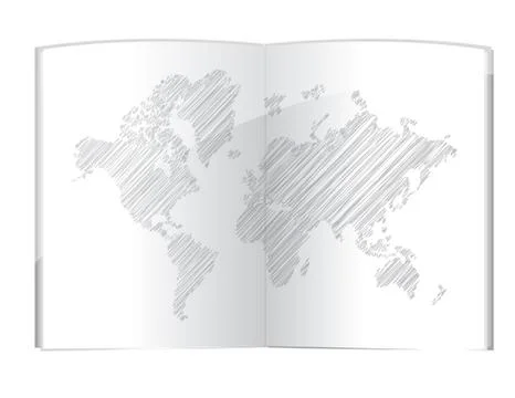 Drawing world map in the book illustration design over white Ilustração Stock