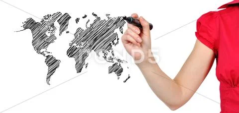 Drawing world map Stock Illustration