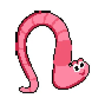 Drawing worm cartoon pixel art vector illustration Stock Illustration