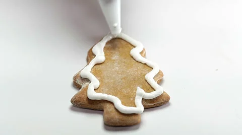 Drawing on xmas pine gingerbread Stock Footage 36003832