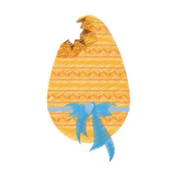 Drawing yellow easter egg broken ribbon Stock Illustration