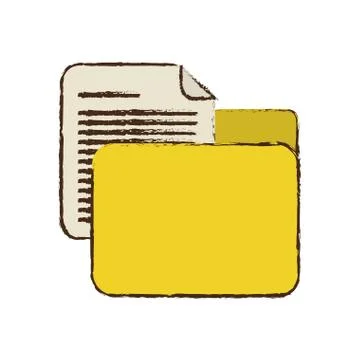 Drawing yellow folder file document report paper Stock Illustration