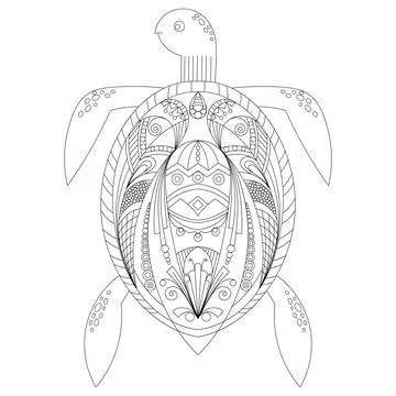 Drawing zentangle turtle for coloring page, vector illustration, shirt design Stock Illustration
