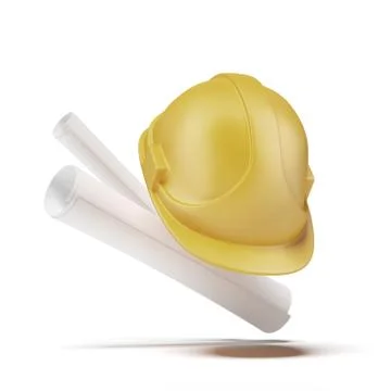 Drawings and hard hat Stock Illustration