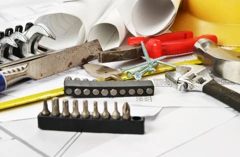 Drawings  and tools Stock Photos
