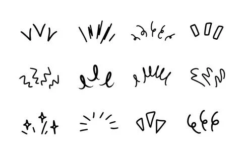 Drawings doodle set illustrations of lines showing concentrated lines, awareness Stock Illustration