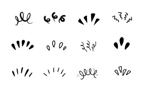 Drawings doodle set illustrations of lines showing concentrated lines, awareness Stock Illustration