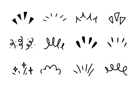 Drawings doodle set illustrations of lines showing concentrated lines, awareness Stock Illustration