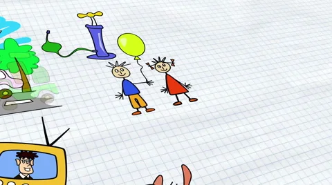 Drawings on page notebook Stock Footage 44754043