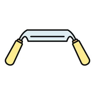 Drawknife woodworking hand tool vector line icon Stock Illustration