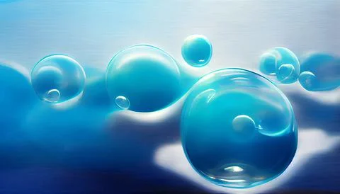 Drawn abstract bubbles in water using smooth gradients, closeup. Stock Illustration