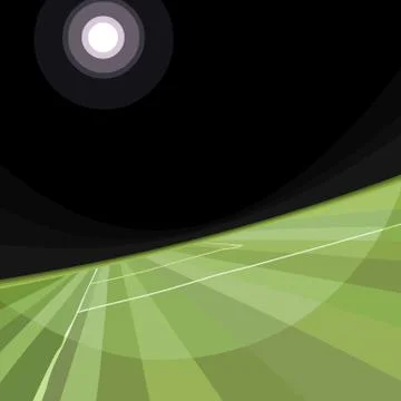 Drawn abstract lighted large green soccer field Stock Illustration