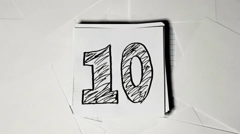 Drawn animated countdown Stock Footage 60799375