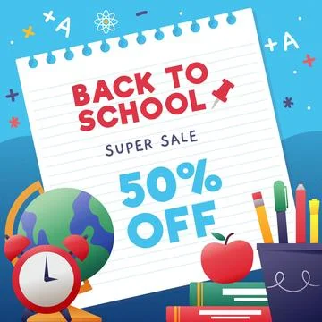 Drawn back to school sales Stock Illustration