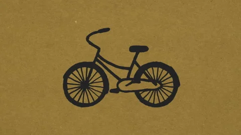Drawn bicycle on a craft paper Stock Footage 68983755
