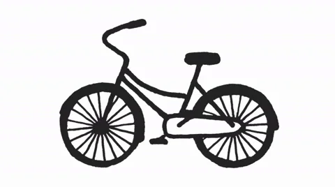 Drawn bicycle on a white background Stock Footage 68983624