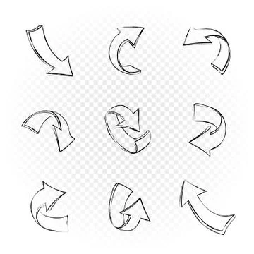 Drawn black arrows set Stock Illustration