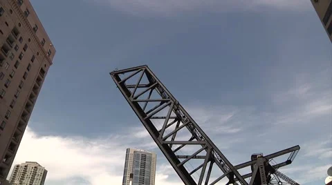 Drawn Bridge - Low Angle Passing Under - 720p Stock Footage 45321908