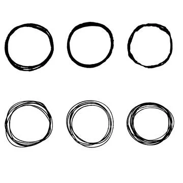Drawn circle. Black line. Set of objects for formatting notes. Illustrazione stock