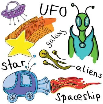 Drawn colored alien Stock Illustration