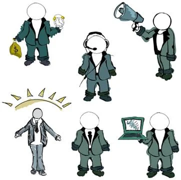 Drawn colored puppet people. Vector illustration 库存插图