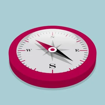 Drawn compass,The pointer points to the southeast and northwest. Illustrazione stock