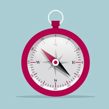 Drawn compass,The pointer points to the southeast and northwest. Stock Illustration